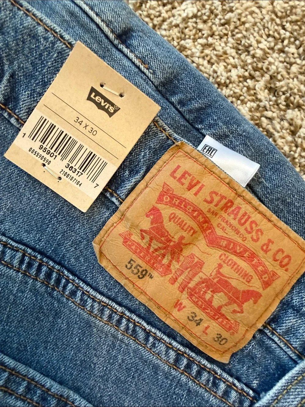 Levi's Men's Relaxed Straight Jeans in Medium & Dark Wash - 34x30 - Bundle of 2